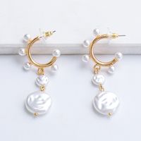 Korean Pearl Circle Pendant Earrings Wholesale Nihaojewelry main image 5