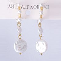 Korean Pearl Circle Pendant Earrings Wholesale Nihaojewelry main image 6