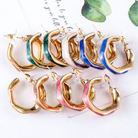 Retro Color Enamel C-shaped Earrings Wholesale Nihaojewelry main image 3