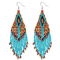Bohemian Color Tassel Miyuki Beads Woven Feather Earrings Wholesale Nihaojewelry main image 4