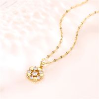 Wholesale Jewelry Heart Flower Zircon Copper Pendant Titanium Steel Chain Necklace Nihaojewelry main image 3