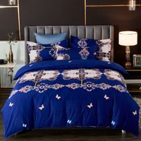 Wholesale Geometric Totom Print Brushed Blue Quilt Cover Bedding Set Nihaojewelry sku image 1