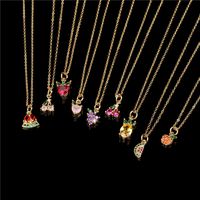 Cross-border Wholesale Inlaid Zircon Strawberry Fruit Necklace Women's Autumn Design Pendant Gold-plated Collarbone Necklace New main image 5