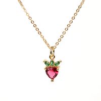 Cross-border Wholesale Inlaid Zircon Strawberry Fruit Necklace Women's Autumn Design Pendant Gold-plated Collarbone Necklace New main image 3