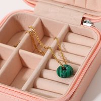 Wholesale Jewelry Green Malachite Round Pendant Stainless Steel Necklace Nihaojewelry main image 3