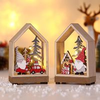Wholesale Christmas Decorations Luminous Cabins Santa Claus Wooden Desktop Ornaments Nihaojewelry main image 1