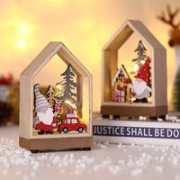 Wholesale Christmas Decorations Luminous Cabins Santa Claus Wooden Desktop Ornaments Nihaojewelry main image 3