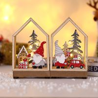 Wholesale Christmas Decorations Luminous Cabins Santa Claus Wooden Desktop Ornaments Nihaojewelry main image 4