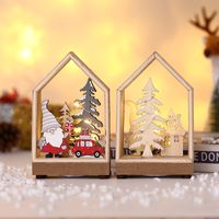 Wholesale Christmas Decorations Luminous Cabins Santa Claus Wooden Desktop Ornaments Nihaojewelry main image 5