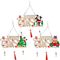Cross-border New Christmas Decoration Wooden Hollow Tassel Letter Brand Merry Christmas Christmas Tree Ornaments main image 3