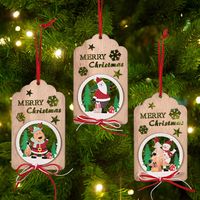 Wholesale Wooden Hollow Bow Print Christmas Pendant Nihaojewelry main image 1