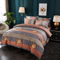 Wholesale Cartoon Bear Hit Color Print Brushed Quilt Cover Bedding Set Nihaojewelry main image 3