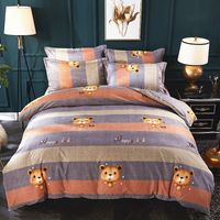 Wholesale Cartoon Bear Hit Color Print Brushed Quilt Cover Bedding Set Nihaojewelry sku image 1