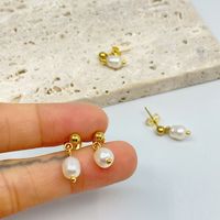 Retro Oval Irregular Pearl Stud Earrings Wholesale Nihaojewelry main image 4