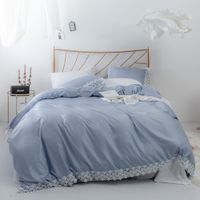 Solid Color Lace Side Quilt Cover Pillowcase Three-piece Sets Wholesale Nihaojewelry main image 5