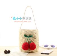 New Three-dimensional Cherry Ball Straw Woven One Shoulder Bag Wholesale Nihaojewelry sku image 1