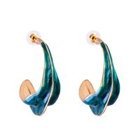 Retro Colored Glaze C-shaped Earrings Wholesale Nihaojewelry sku image 1