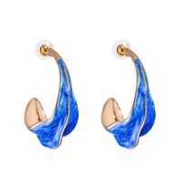 Retro Colored Glaze C-shaped Earrings Wholesale Nihaojewelry sku image 2
