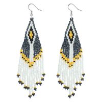 Bohemian Color Tassel Miyuki Beads Woven Feather Earrings Wholesale Nihaojewelry sku image 1