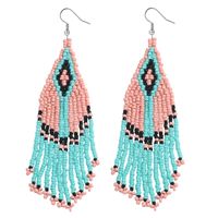 Bohemian Color Tassel Miyuki Beads Woven Feather Earrings Wholesale Nihaojewelry sku image 2