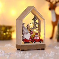 Wholesale Christmas Decorations Luminous Cabins Santa Claus Wooden Desktop Ornaments Nihaojewelry sku image 1