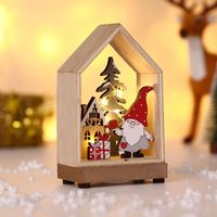 Wholesale Christmas Decorations Luminous Cabins Santa Claus Wooden Desktop Ornaments Nihaojewelry sku image 2