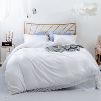 Solid Color Lace Side Quilt Cover Pillowcase Three-piece Sets Wholesale Nihaojewelry sku image 1