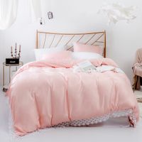 Solid Color Lace Side Quilt Cover Pillowcase Three-piece Sets Wholesale Nihaojewelry sku image 4