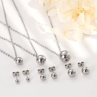 Fashion Stainless Steel Small Round Bead Necklace Earrings Set Wholesale Nihaojewelry main image 3