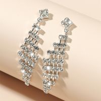 Fashion New Simple Personality Leaf Rhinestone Earrings Full Diamond Earrings main image 2