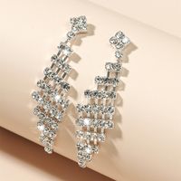 Fashion New Simple Personality Leaf Rhinestone Earrings Full Diamond Earrings sku image 1