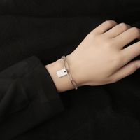 Wholesale Jewelry Thick Chain Stitching Square Pendant Titanium Steel Bracelet Nihaojewelry main image 3