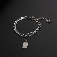Wholesale Jewelry Thick Chain Stitching Square Pendant Titanium Steel Bracelet Nihaojewelry main image 4