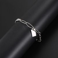 Wholesale Jewelry Thick Chain Stitching Square Pendant Titanium Steel Bracelet Nihaojewelry main image 5