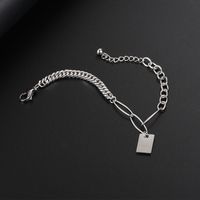 Wholesale Jewelry Thick Chain Stitching Square Pendant Titanium Steel Bracelet Nihaojewelry main image 6