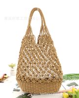 Retro Hollow Straw Woven Solid Color Bucket Bag Wholesale Nihaojewelry main image 4