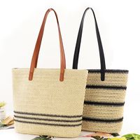 New Fashion Contrast Color Striped Woven One-shoulder Straw Bag Wholesale Nihaojewelry main image 1