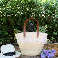 New Fashion Wheat Straw Woven Lace Bag Wholesale Nihaojewelry main image 2