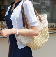 New Fashion Wheat Straw Woven Lace Bag Wholesale Nihaojewelry main image 3
