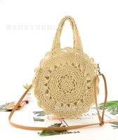 Manufacturer Ins New Round Flower Paper String Straw Bag Shoulder Hand-carrying Knitting Casual Women's Bag Beach Bag main image 3