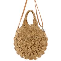 Manufacturer Ins New Round Flower Paper String Straw Bag Shoulder Hand-carrying Knitting Casual Women's Bag Beach Bag main image 6