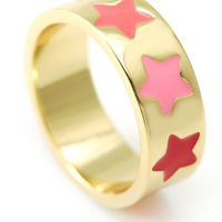 Sweet Cute Ring Female 2021 Popular Hot Europe And America Cross Border Supply Copper-plated Gold Ring Dripping Oil Xingx Ring main image 4