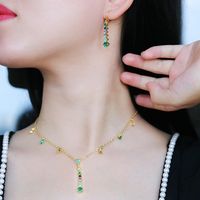 Fashion Color Inlaid Zircon Copper Earrings Necklace Set Wholesale Nihaojewelry main image 3