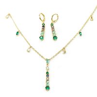 Fashion Color Inlaid Zircon Copper Earrings Necklace Set Wholesale Nihaojewelry main image 6