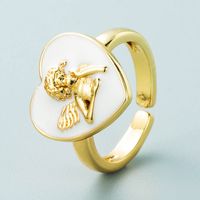 Retro Copper Gold-plated Color Heart-shaped Ring Wholesale Nihaojewelry main image 4