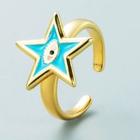 Simple Star Shape Eye Copper Gold-plated Ring Wholesale Nihaojewelry main image 5