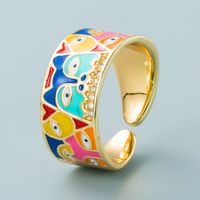 Retro Colorful Oil Eye Copper Gold-plated Ring Wholesale Nihaojewelry main image 5