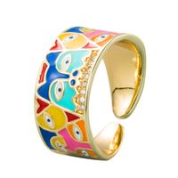 الرجعية الملونة النفط العين النحاس الذهب-مطلي خاتم الجملة Nihaojewelry main image 6