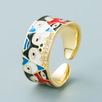 الرجعية الملونة النفط العين النحاس الذهب-مطلي خاتم الجملة Nihaojewelry sku image 2