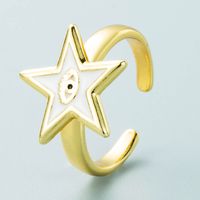 Simple Star Shape Eye Copper Gold-plated Ring Wholesale Nihaojewelry sku image 1